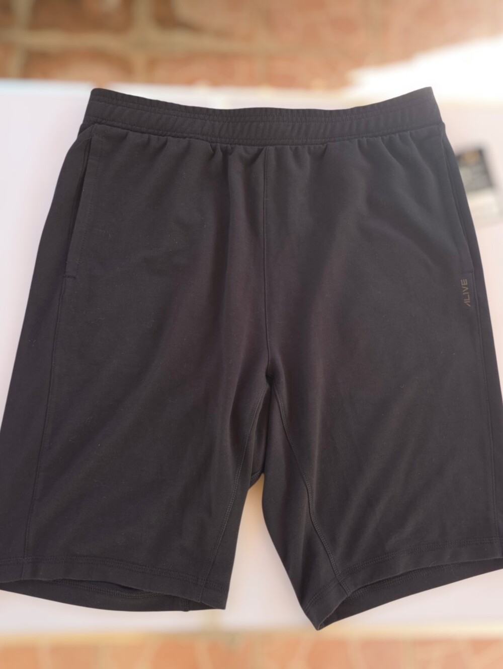 Men’s Black Active Shorts Al1ve Large Stretch French Terry